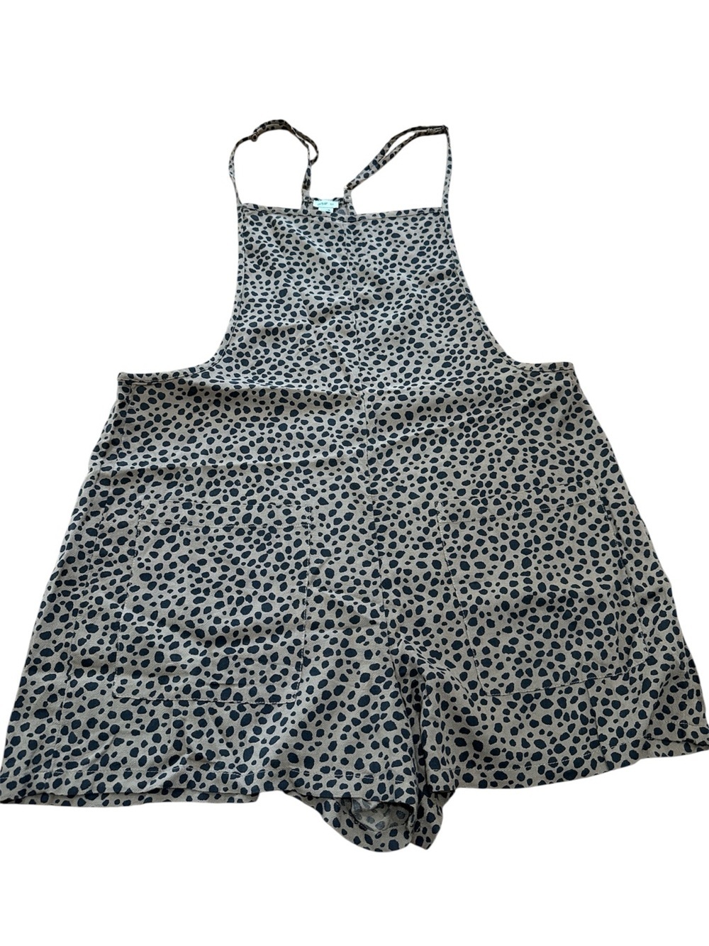 aerie Cream and Black Spotted Romper Jumpsuit
